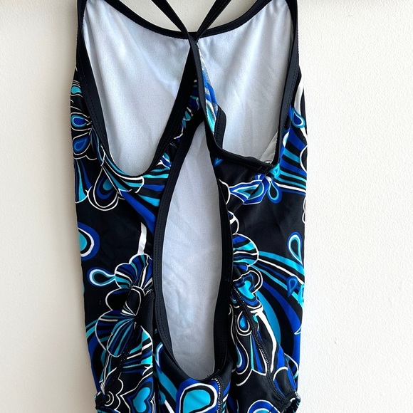 TYR Durafast Floral Blue and Black One Piece Swimsuit, Size 34 S - Picture 10 of 16